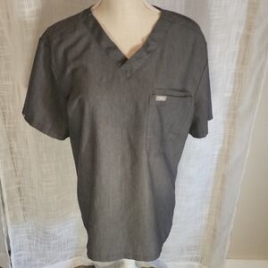 FIGS Gray Scrub Top Medium | V-Neck | 3-Pocket | Medical Nurse Uniform
